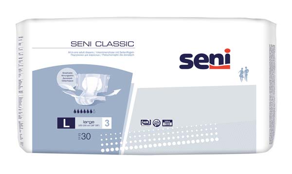 SENI Classic Inkontinenzslip L – Karton 4 × 30 Stück (120 Stück)