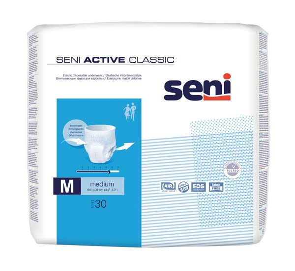 SENI Active Classic Inkontinenzpants M – Karton 3 × 30 Stück (90 Stück)