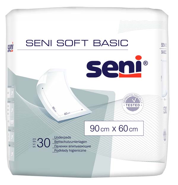 SENI Soft Basic Bettschutzunterlage 60x90 cm – Karton 4 × 30 Stück (120 Stück)