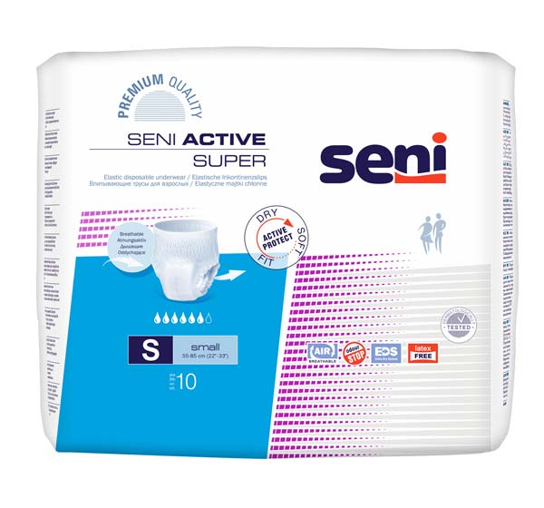 SENI Active Inkontinenzpants super S – Karton 8 × 10 Stück (80 Stück)