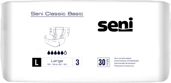 SENI Classic Basic Inkontinenzslip L – Karton 4 × 30 Stück (120 Stück)