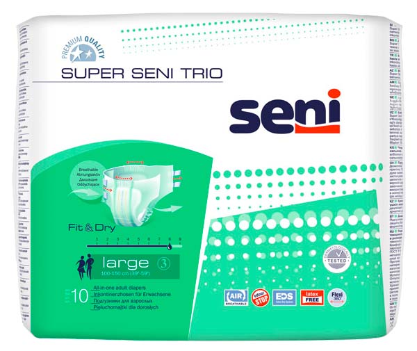 SENI Super Trio Inkontinenzslip L – Karton 6 × 10 Stück (60 Stück)