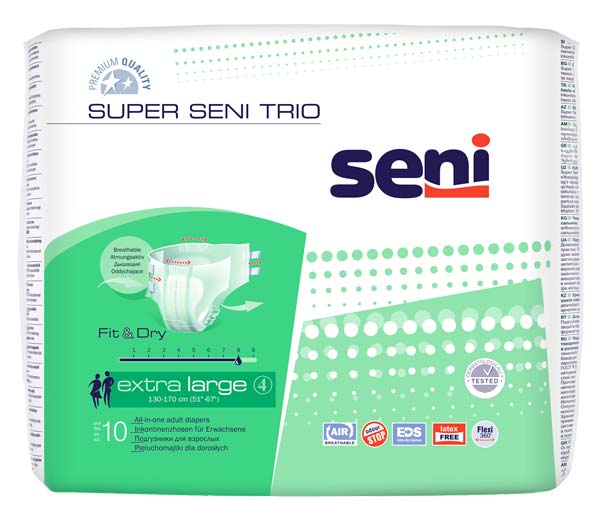SENI Super Trio Inkontinenzslip XL – Karton 6 × 10 Stück (60 Stück)