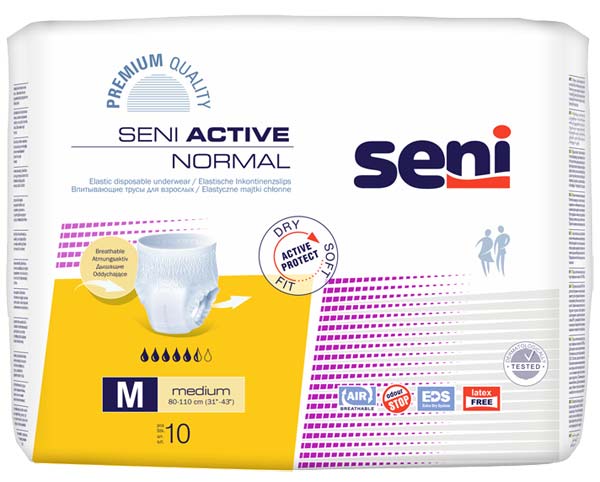 SENI Active Inkontinenzpants normal M – Karton 8 × 10 Stück (80 Stück)