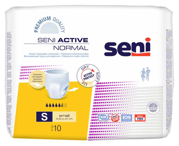 SENI Active Inkontinenzpants normal S – Karton 8 × 10 Stück (80 Stück)