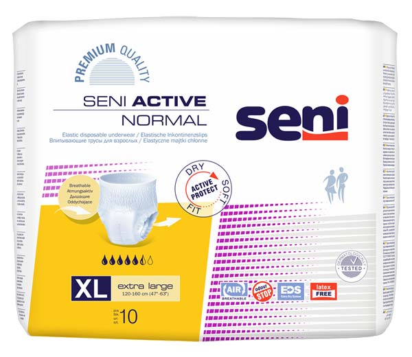 SENI Active Inkontinenzpants normal XL – Karton 8 × 10 Stück (80 Stück)