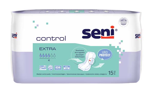SENI Control Inkontinenzeinlage extra – Karton 12 × 15 Stück (180 Stück)
