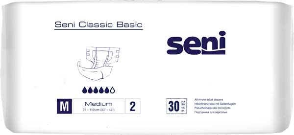 SENI Classic Basic Inkontinenzslip M – Karton 4 × 30 Stück (120 Stück)