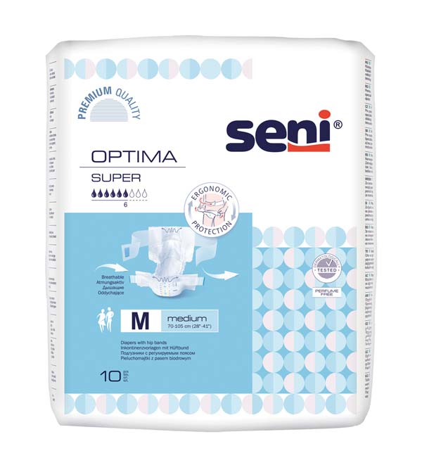 SENI Optima Trio Inkontinenzvorlage m.Hüftbund M – Karton 6 × 10 Stück (60 Stück)