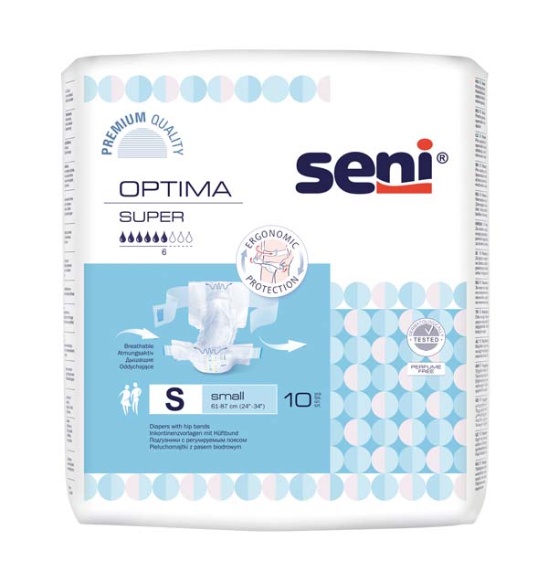 SENI Optima Super Inkontinenzvorlage m.Hüftbund S – Karton 8 × 10 Stück (80 Stück)