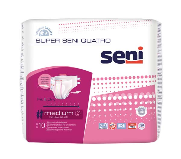 SENI Super Quatro Inkontinenzslip M – Karton 6 × 10 Stück (60 Stück)
