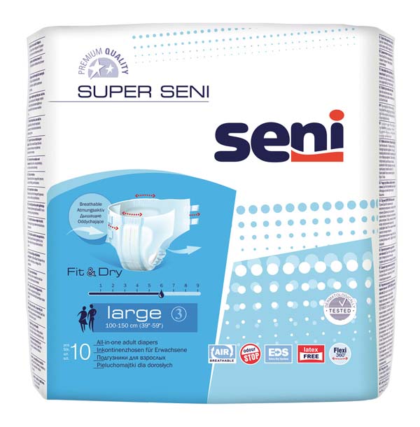 SENI Super Inkontinenzslip L – Karton 5 × 10 Stück (50 Stück)