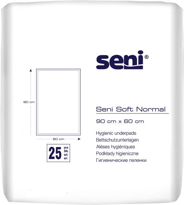 SENI Soft Normal Bettschutzunterlage 60x90 cm – Karton 2 × 25 Stück (50 Stück)
