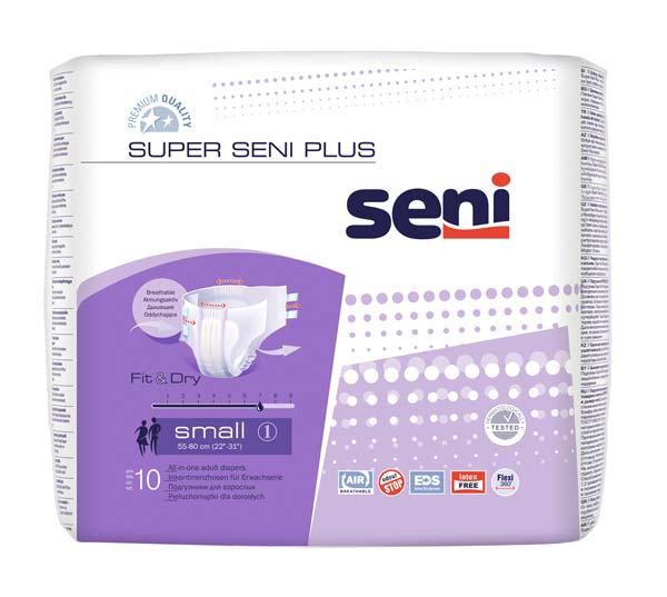 SENI Super Plus Inkontinenzslip S – Karton 8 × 10 Stück (80 Stück)