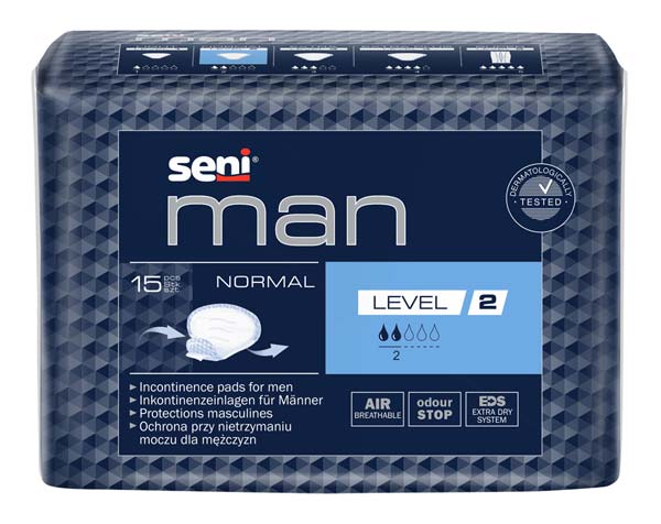 SENI Man Inkontinenzeinlage normal Level 2 – Karton 16 × 15 Stück (240 Stück)