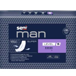 SENI Man Inkontinenzeinlage super Level 5 – Karton 9 × 15 Stück (135 Stück)