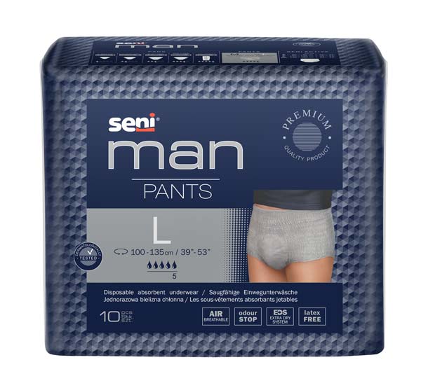 SENI Man Inkontinenzpants L – Karton 8 × 10 Stück (80 Stück)