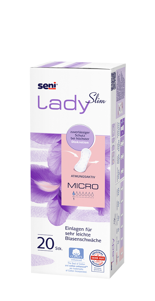 SENI Lady Slim Inkontinenzeinlage micro im Karton – Karton 12 × 20 Stück (240 Stück)