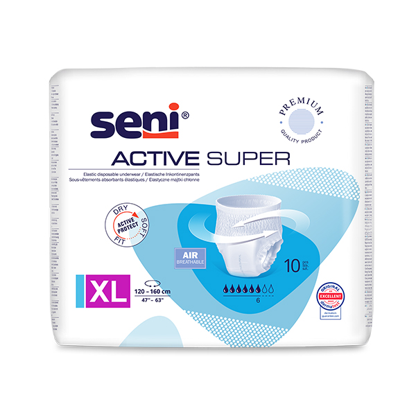 SENI Active Inkontinenzpants Super XL – Karton 8 × 10 Stück (80 Stück)