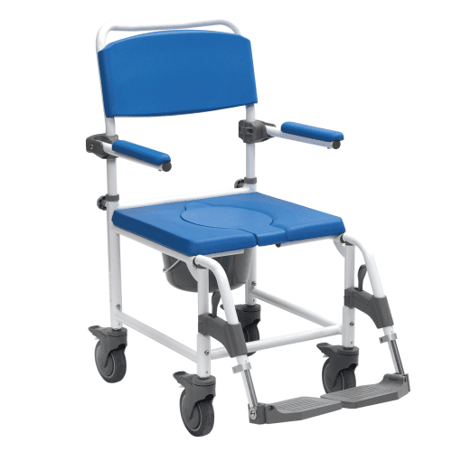 Drive Medical Dusch-Toilettenrollstuhl ASTON 5"Räder,weiß-blau
