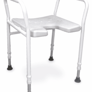 Drive Medical Duschhocker DS 130 ohne Lehne mit Armlehnen und Ausschnitt, weiß nur in 2er Schritten bestellbar