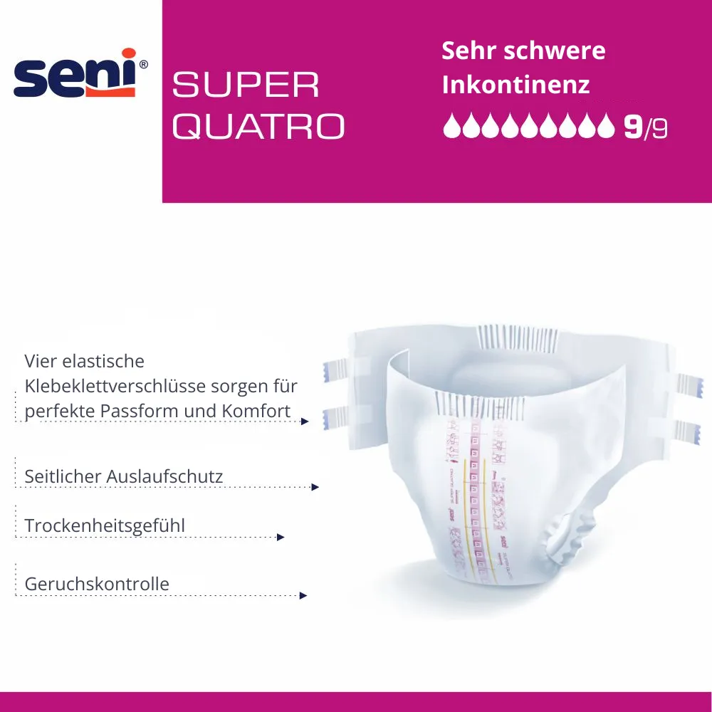 SENI Super Quatro Inkontinenzslip S – Karton 12 × 10 Stück (120 Stück)