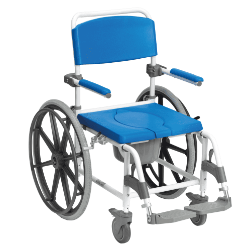 Drive Medical Dusch-Toilettenrollstuhl ASTON 24"Räder,weiß-blau