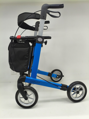 Rehasense Rollator SERVER PUR-Softräder SKY BLUE, mit Stockhalter, Tasche, Rückengurt und Klingel ORTHEGROH exklusiv Sondermodell