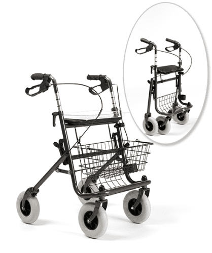 Vermeiren Rollator 286b mit Tablett,Korb, Stockhalter,carbon
