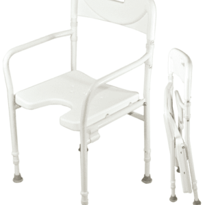 Drive Medical Duschstuhl DSF 130 mit Armlehnen und Ausschnitt, faltbar, weiß nur in 2er Schritten bestellbar