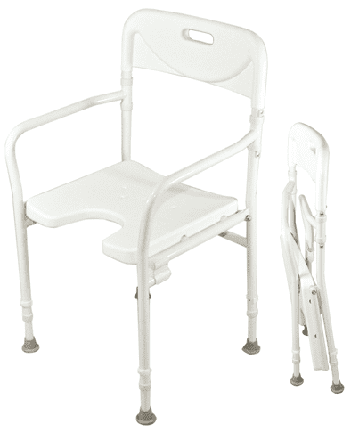 Drive Medical Duschstuhl DSF 130 mit Armlehnen und Ausschnitt, faltbar, weiß nur in 2er Schritten bestellbar